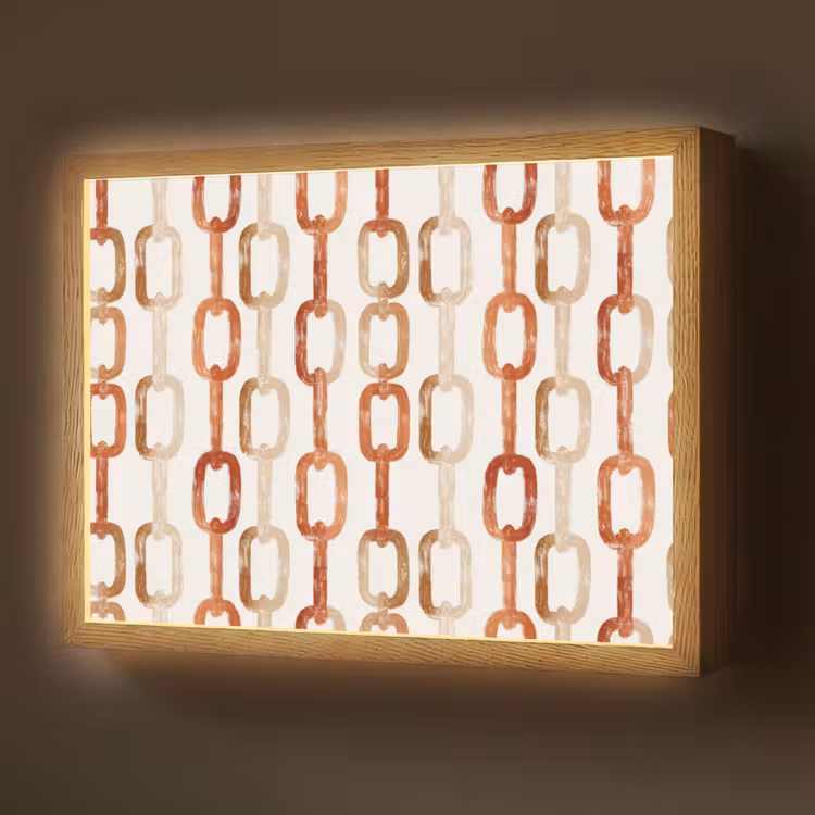 Schakels - Patroon - Aquarel - Terracotta Light Box met batterij (Wandlamp) middel 907 -z3d_website