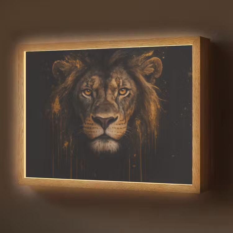 Leeuw - Goud - Druppels Light Box met batterij (Wandlamp) middel -z3d_website