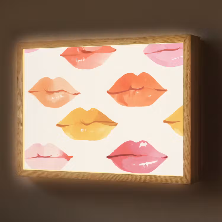 Lippen - Kleurrijk - Glanzend Light Box met batterij (Wandlamp) middel -z3d_website