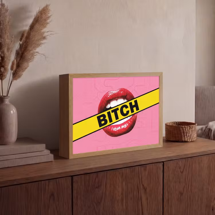 Lippen - Tekst - Kleurrijk Light Box met batterij (Wandlamp) middel -sfeer2