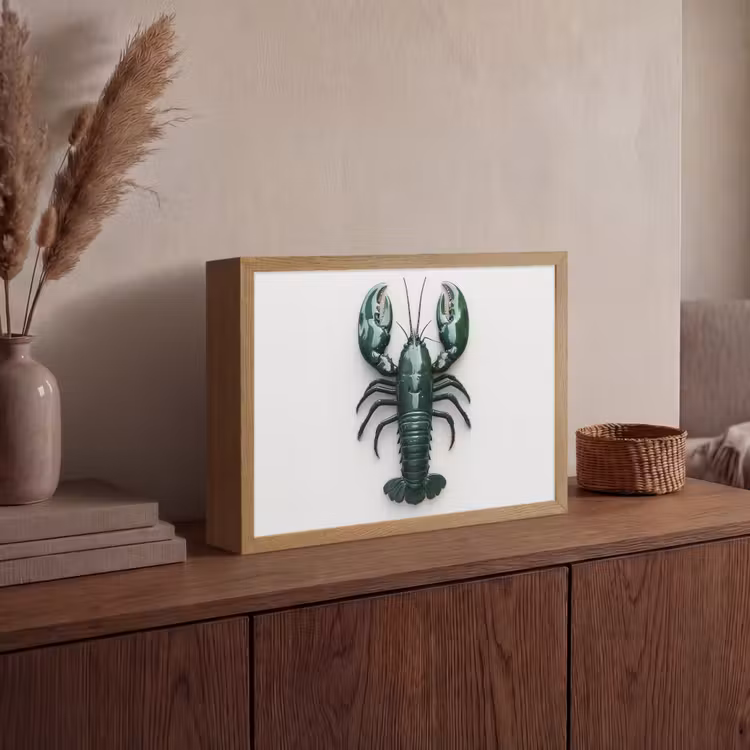 Kreeft - Glossier - Groen - Wit Light Box met batterij (Wandlamp) middel -sfeer2