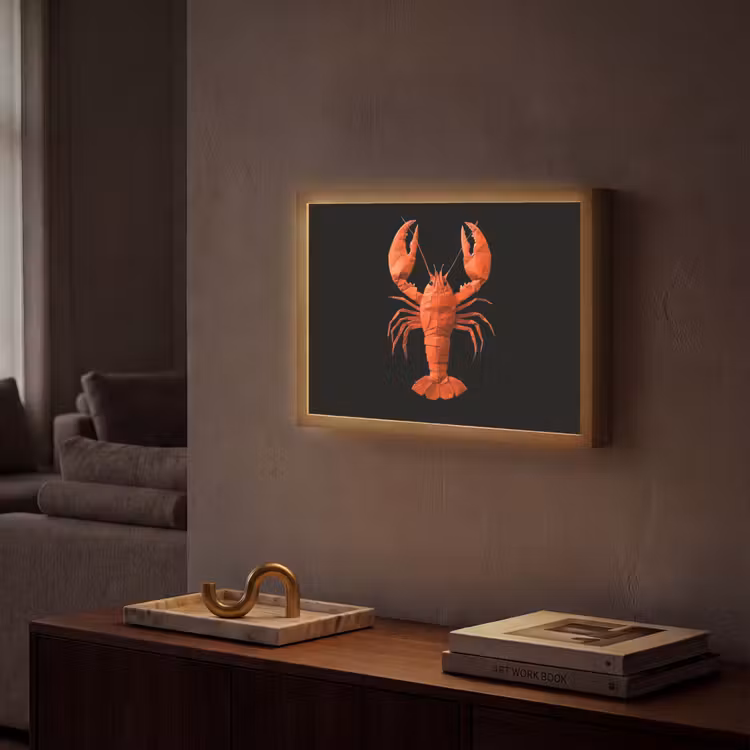 Kreeft - Papier - Origami papier - Rood Light Box met batterij (Wandlamp) middel -sfeer1