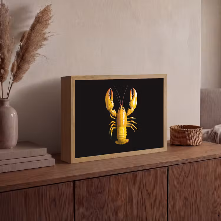 Kreeft - Geel - Stippen - Effen Light Box met batterij (Wandlamp) middel -sfeer2