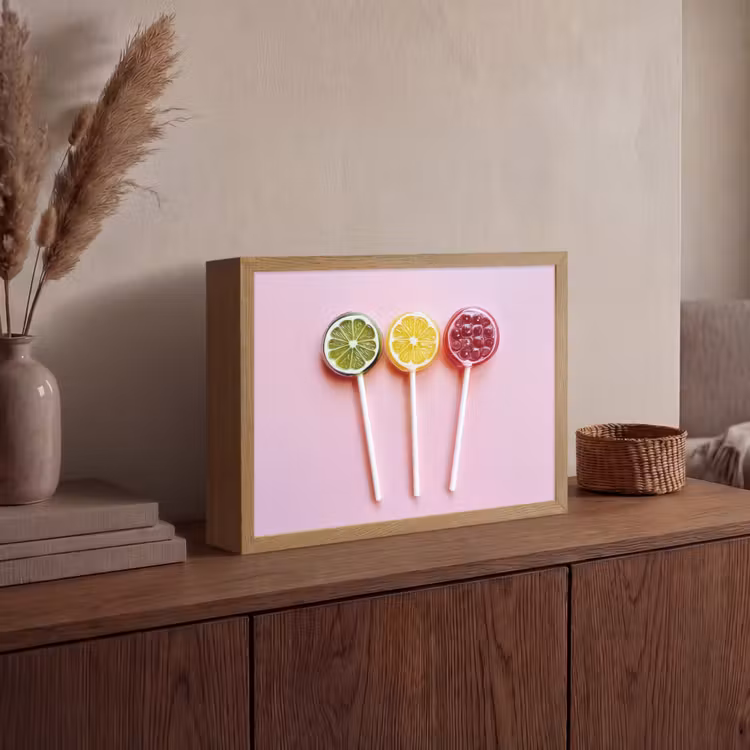 Lolly - Snoep - Citrus Light Box met batterij (Wandlamp) middel -sfeer2