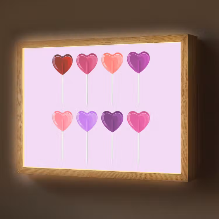 Lolly - Hart - Roze - Snoep Light Box met batterij (Wandlamp) middel -z3d_website