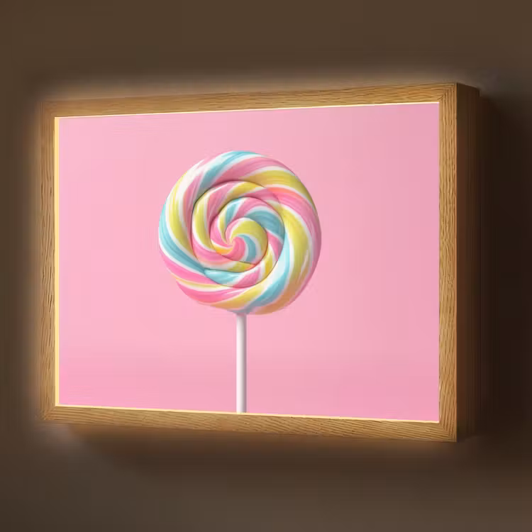 Lolly - Roze - Snoep - Zoet Light Box met batterij (Wandlamp) middel -z3d_website