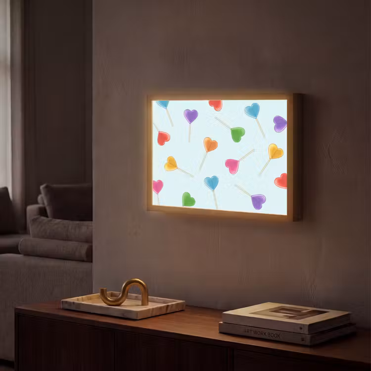 Lolly - Regenboog - Snoep Light Box met batterij (Wandlamp) middel -sfeer1