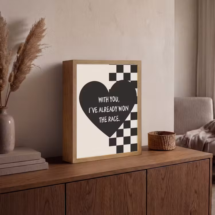 Liefde - Beige - Race Light Box met batterij (Wandlamp) middel -sfeer2