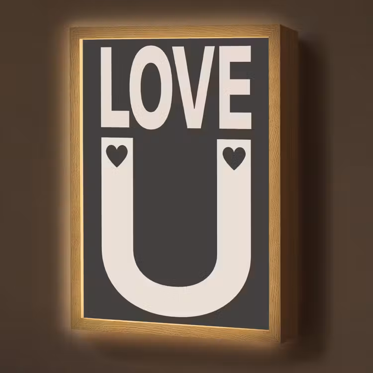 Love - Zwart - Minimalistisch Light Box met batterij (Wandlamp) middel -z3d_website