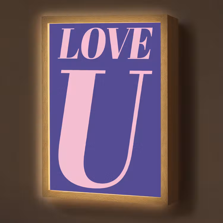 Love - Blauw - Valentijn Light Box met batterij (Wandlamp) middel -z3d_website