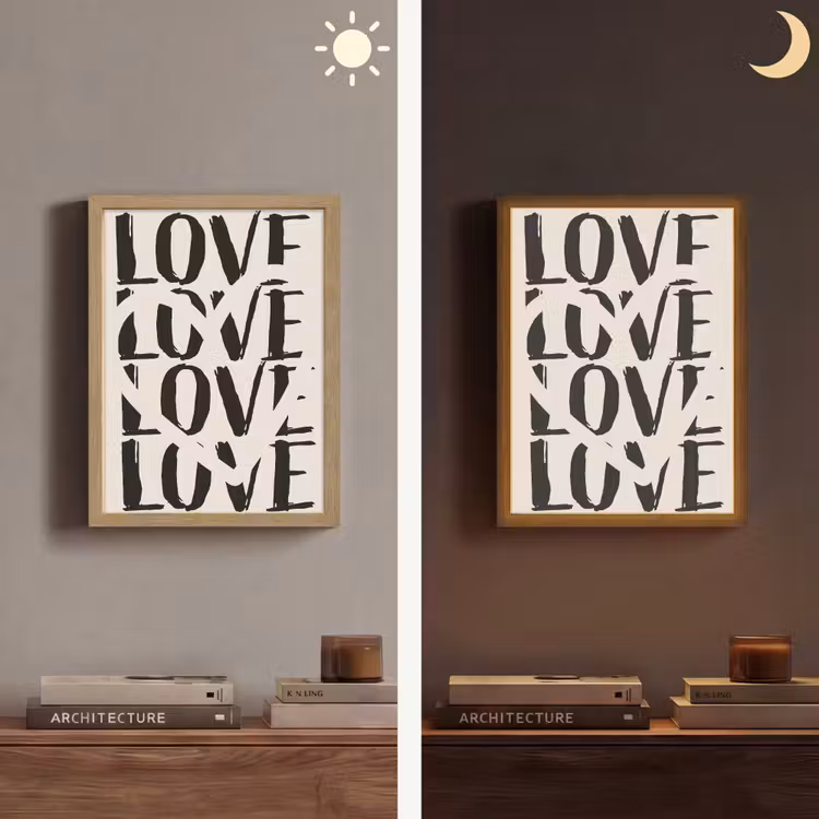 Love - Hart - Beige Light Box met batterij (Wandlamp) middel -sfeer3
