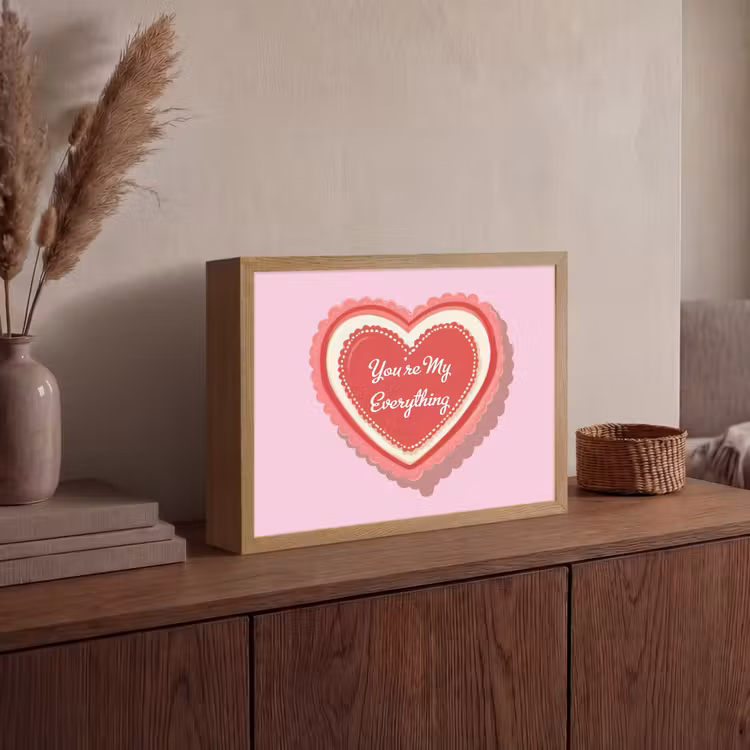 Liefde - Hart - Valentijn Light Box met batterij (Wandlamp) middel -sfeer2