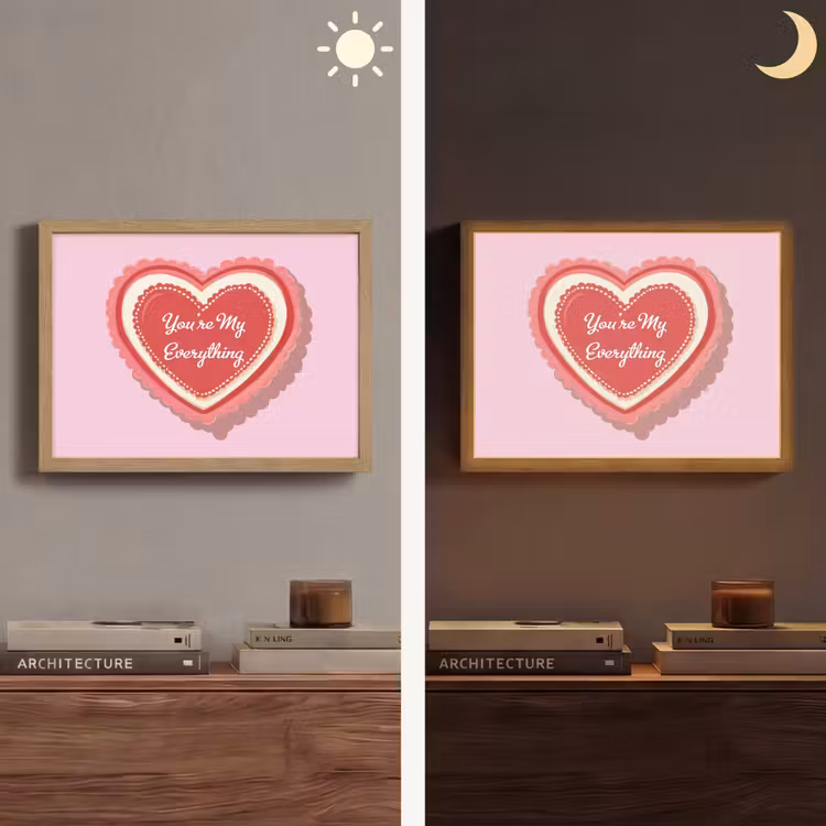 Liefde - Hart - Valentijn Light Box met batterij (Wandlamp) middel -sfeer3