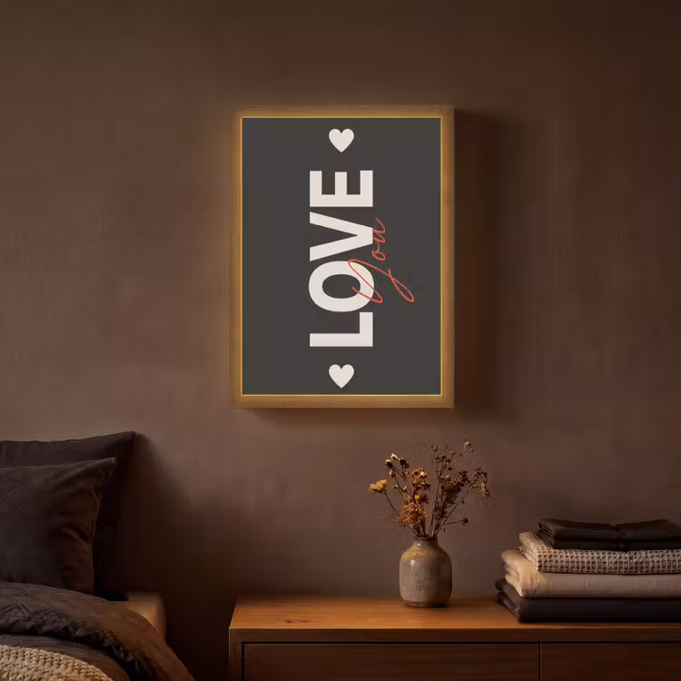 Love - Rood - Valentijn Light Box met batterij (Wandlamp) middel -sfeer4