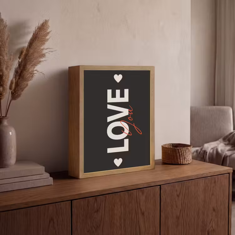Love - Rood - Valentijn Light Box met batterij (Wandlamp) middel -sfeer2