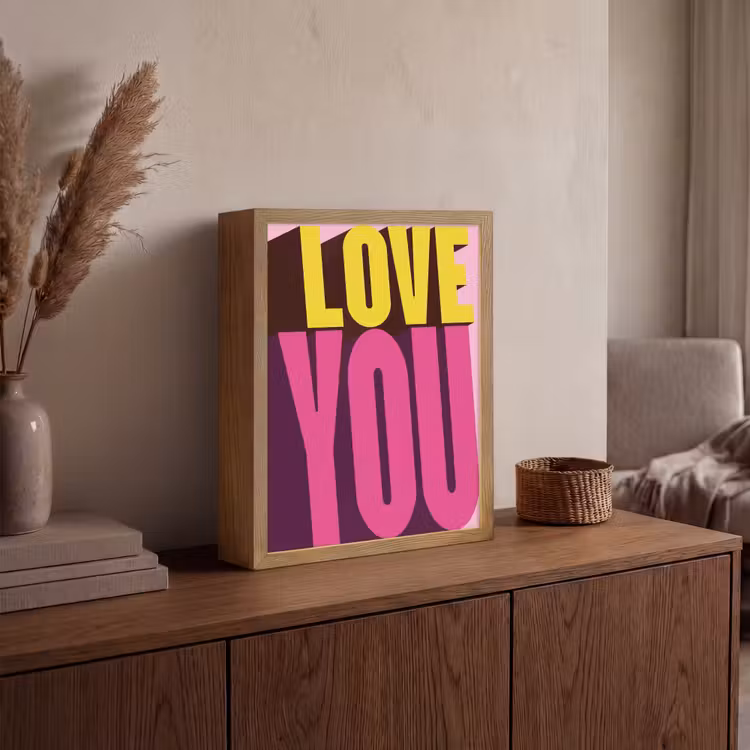 Love - Tekst - Roze - Valentijn Light Box met batterij (Wandlamp) middel -sfeer2