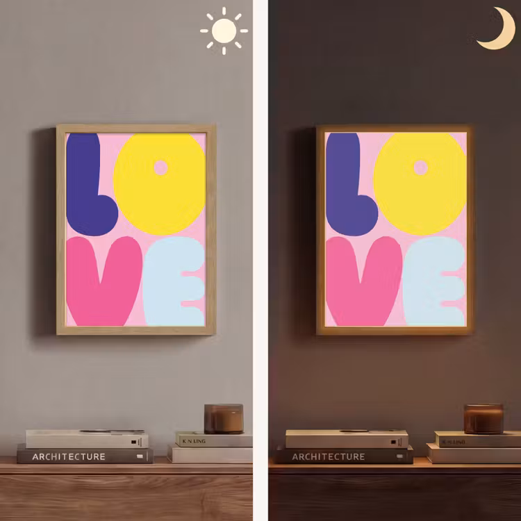Love - Valentijn - Kleurrijk Light Box met batterij (Wandlamp) middel -sfeer3