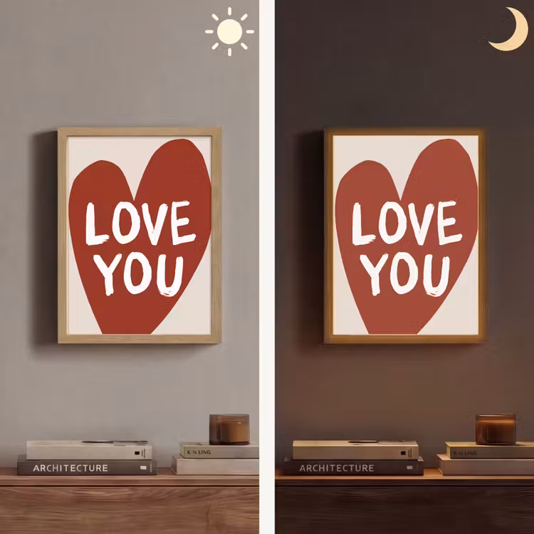 Loveyou - Hart - Rood Light Box met batterij (Wandlamp) middel -sfeer3