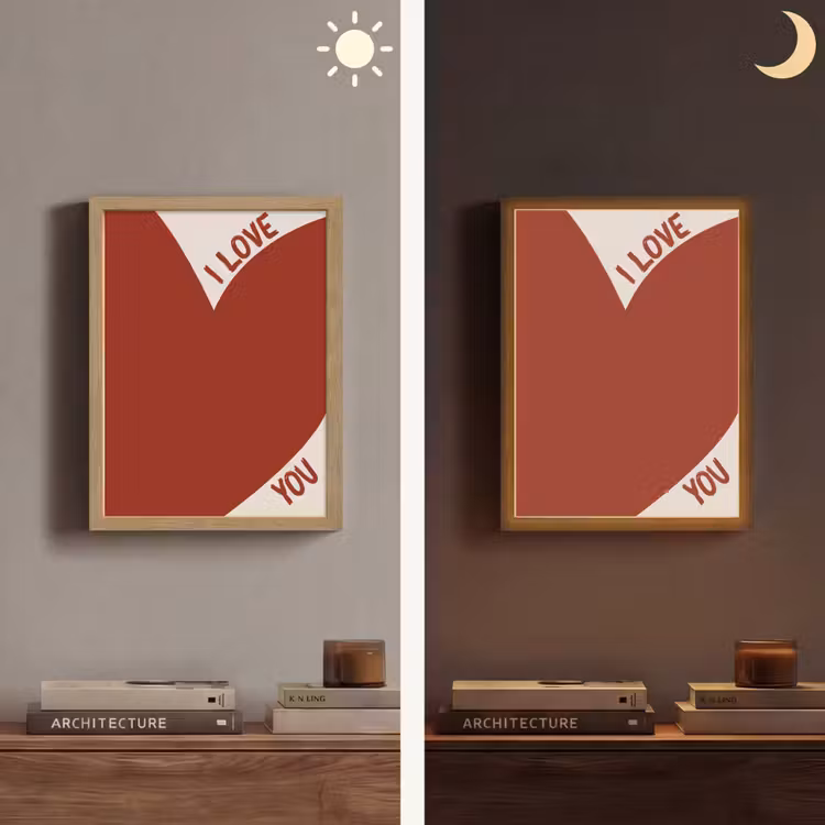 Loveyou - Rood - Hart Light Box met batterij (Wandlamp) middel -sfeer3