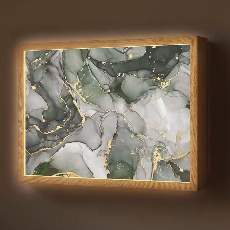 Luxe - Marmer - Groen Light Box met batterij (Wandlamp) middel -z3d_website