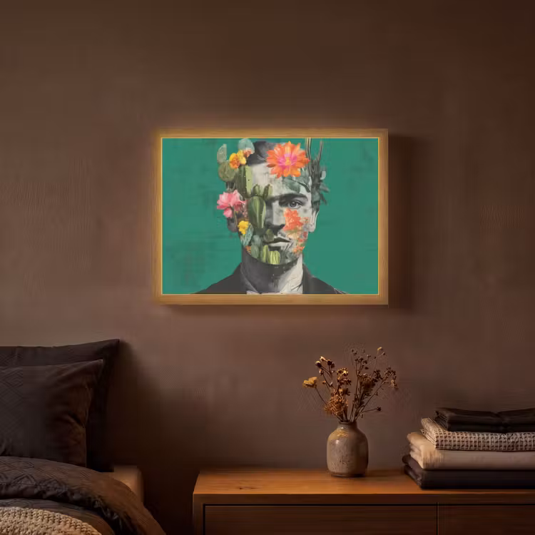 Man - Planten - Groen Light Box met batterij (Wandlamp) middel -sfeer4