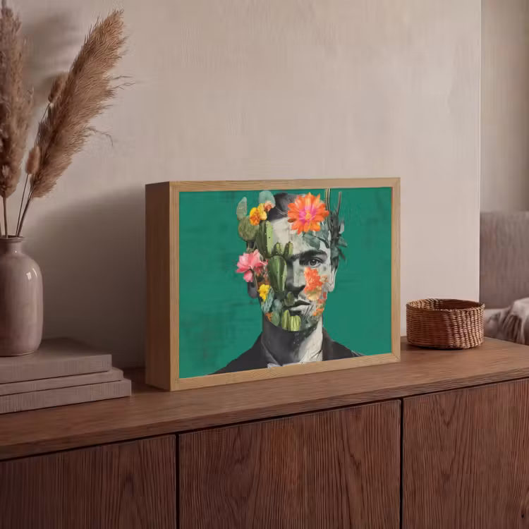 Man - Planten - Groen Light Box met batterij (Wandlamp) middel -sfeer2