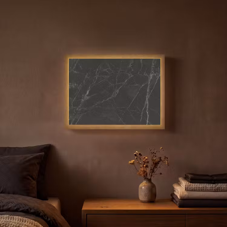 Marmer - Zwart Light Box met batterij (Wandlamp) middel -sfeer4