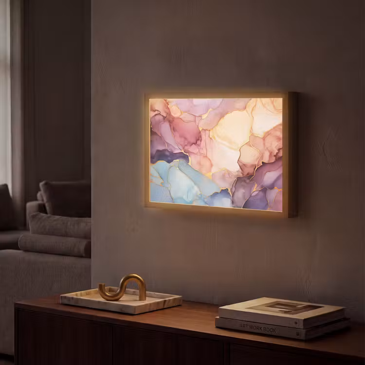 Marmer - Kleurrijk Light Box met batterij (Wandlamp) middel -sfeer1