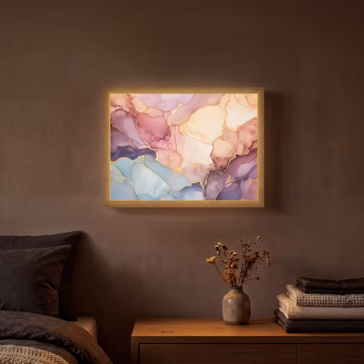 Marmer - Kleurrijk Light Box met batterij (Wandlamp) middel -sfeer4