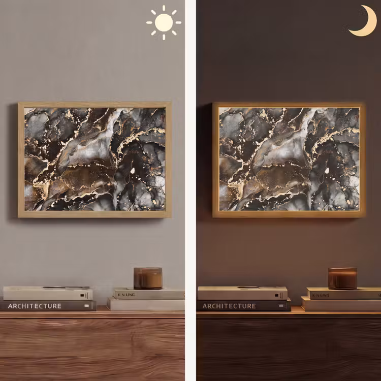 Marmer - Goud - Glitter - Luxe Light Box met batterij (Wandlamp) middel -sfeer3