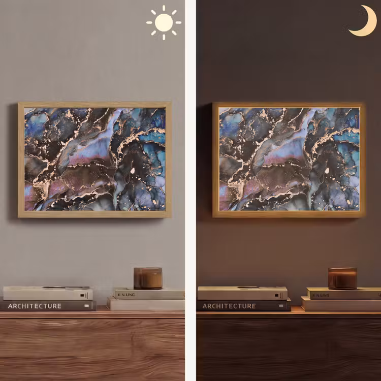 Marmer - Goud - Rosé Light Box met batterij (Wandlamp) middel -sfeer3