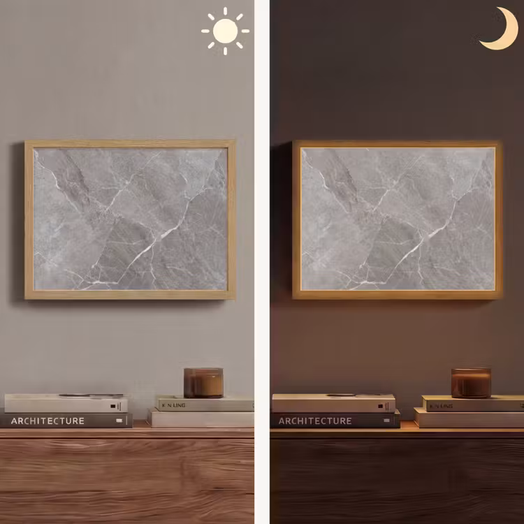 Marmer - Grijs Light Box met batterij (Wandlamp) middel -sfeer3