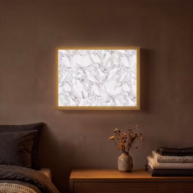 Marmer - Gelaagd - Brekend - Grijsstructuur Light Box met batterij (Wandlamp) middel 907 -sfeer4