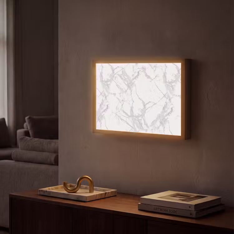 Marmer - Zuiver - Grijs - Aders Light Box met batterij (Wandlamp) middel 907 -sfeer1