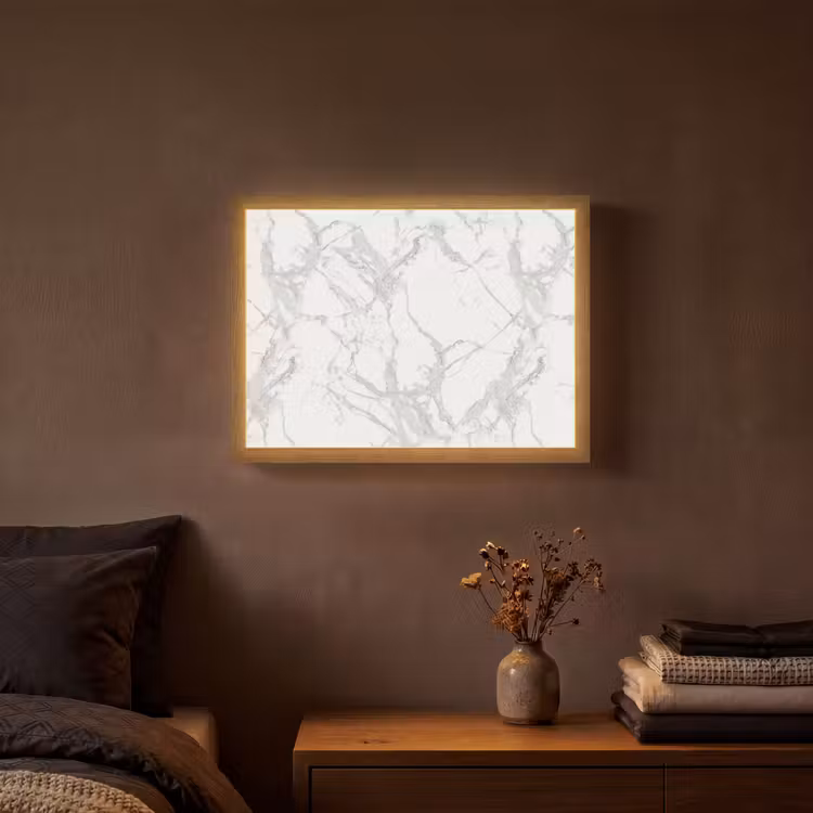 Marmer - Zuiver - Grijs - Aders Light Box met batterij (Wandlamp) middel 907 -sfeer4