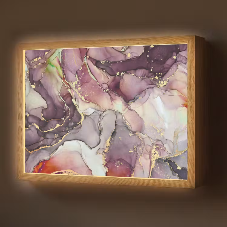Marmer - Rood - Paars - Goud Light Box met batterij (Wandlamp) middel -z3d_website