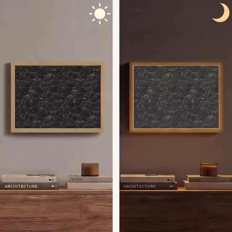 Marmer - Aders - Zwart Light Box met batterij (Wandlamp) middel 907 -sfeer3