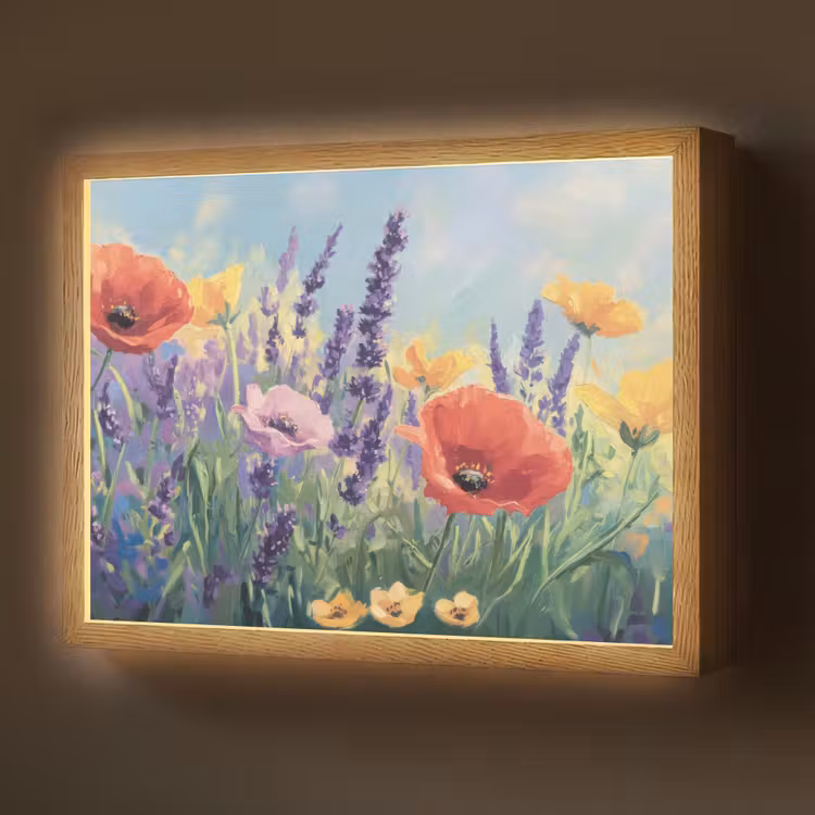 Weide - Bloemen - Kleurrijk Light Box met batterij (Wandlamp) middel -z3d_website