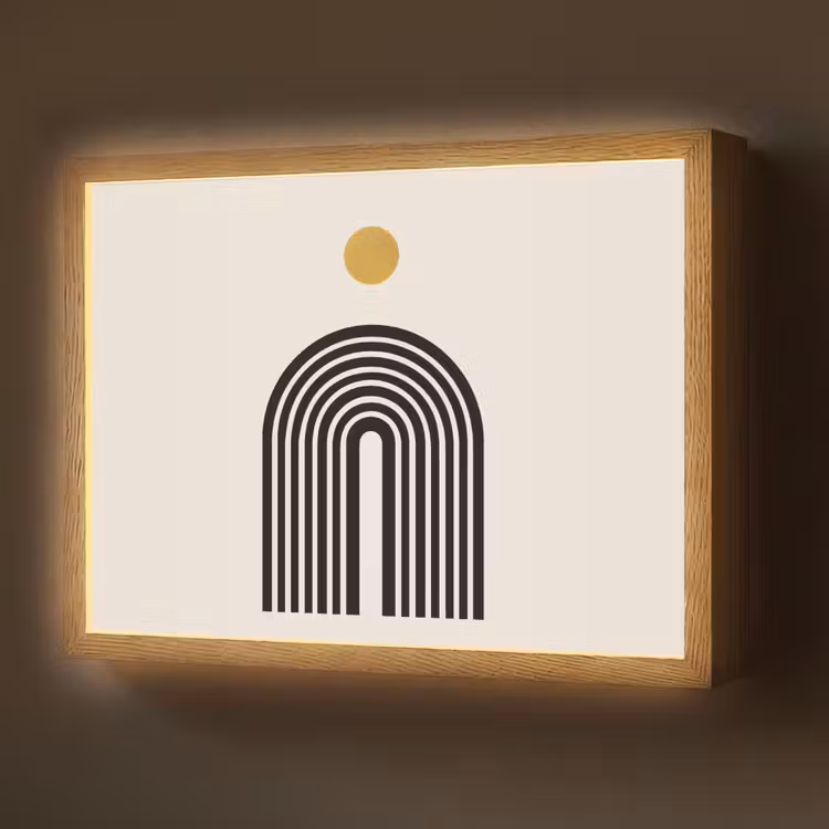 Minimalistisch - Zwarte boog - Gouden cirkel Light Box met batterij (Wandlamp) middel -z3d_website