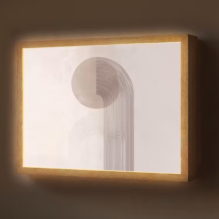 Minimalistisch - Cirkel - Lichtgrijs Light Box met batterij (Wandlamp) middel -z3d_website