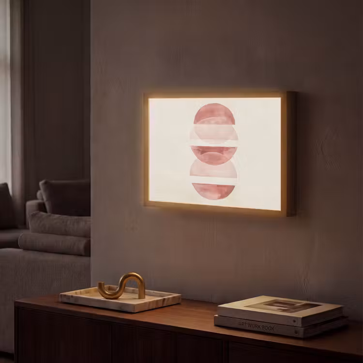 Minimalistisch - Cirkels - Roze Light Box met batterij (Wandlamp) middel -sfeer1