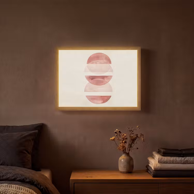 Minimalistisch - Cirkels - Roze Light Box met batterij (Wandlamp) middel -sfeer4