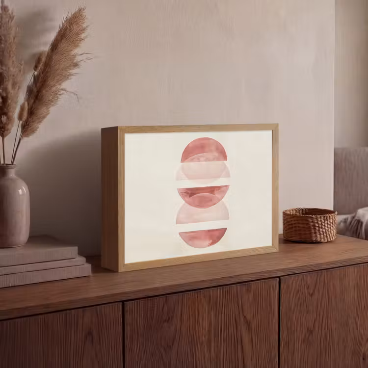 Minimalistisch - Cirkels - Roze Light Box met batterij (Wandlamp) middel -sfeer2