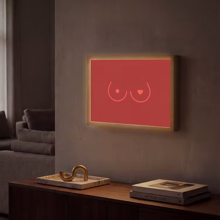 Minimalistisch - Lijnillustratie - Rood Light Box met batterij (Wandlamp) middel -sfeer1
