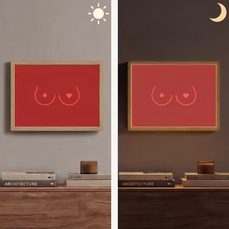 Minimalistisch - Lijnillustratie - Rood Light Box met batterij (Wandlamp) middel -sfeer3