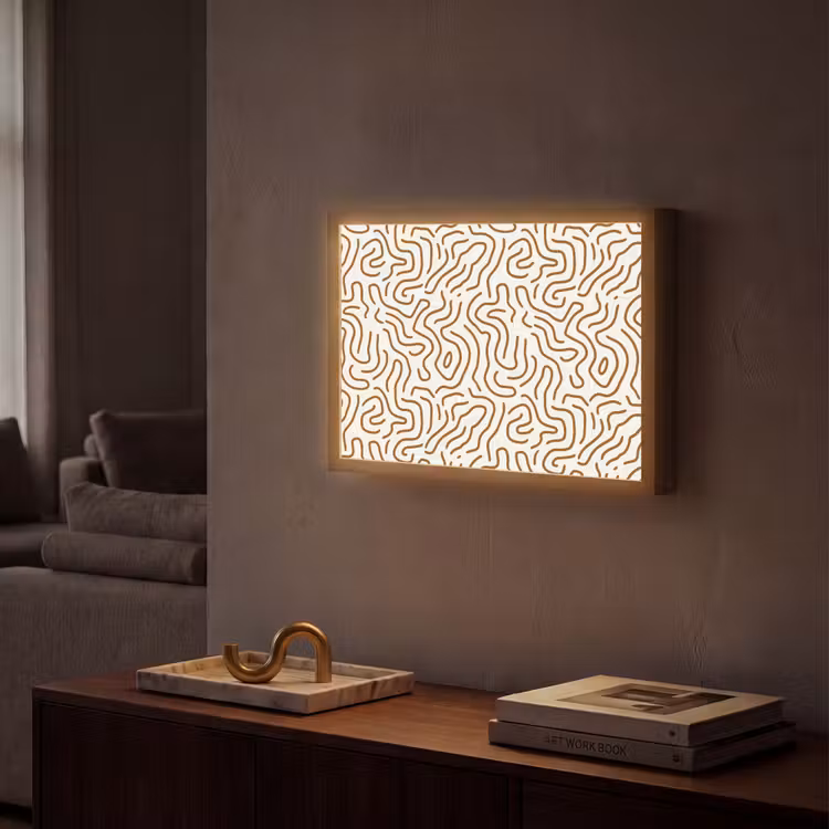Minimalistisch - Patroon - Terracotta Light Box met batterij (Wandlamp) middel 907 -sfeer1