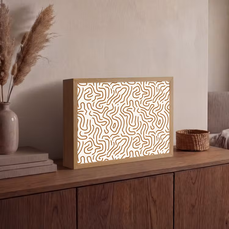 Minimalistisch - Patroon - Terracotta Light Box met batterij (Wandlamp) middel 907 -sfeer2