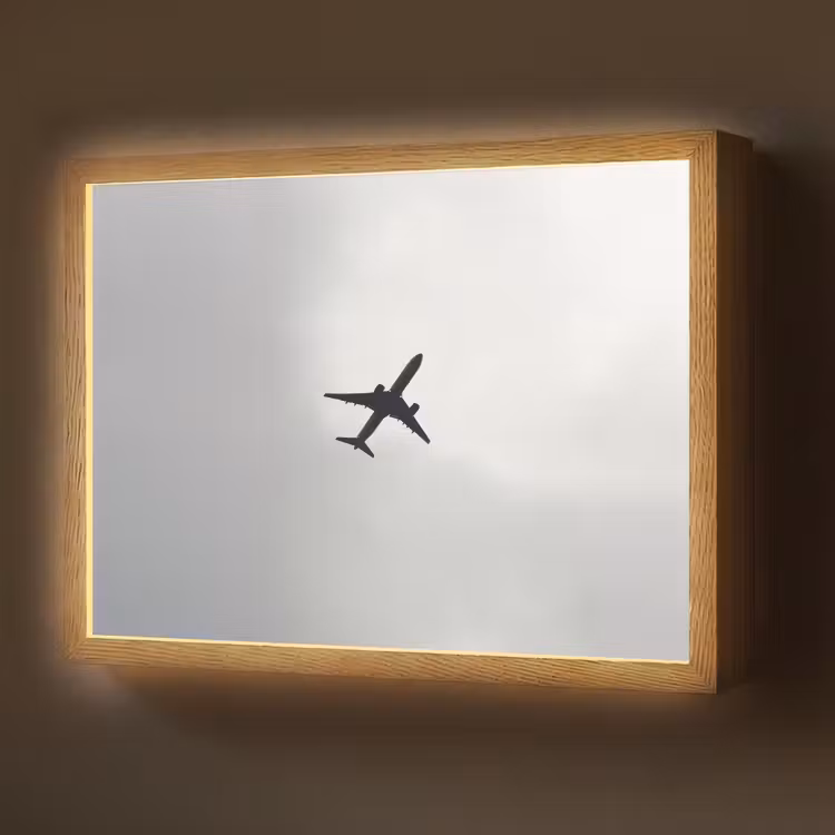 Minimalistisch - Silhouet - Zwart - Vliegtuig Light Box met batterij (Wandlamp) middel -z3d_website