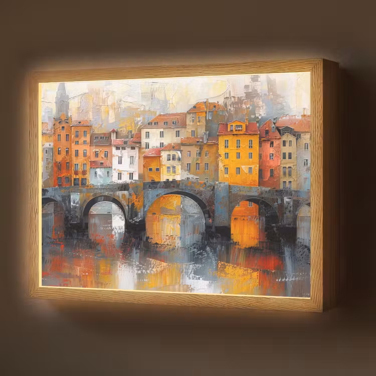 Gracht - Huizen - Kunst - Art Light Box met batterij (Wandlamp) middel -z3d_website