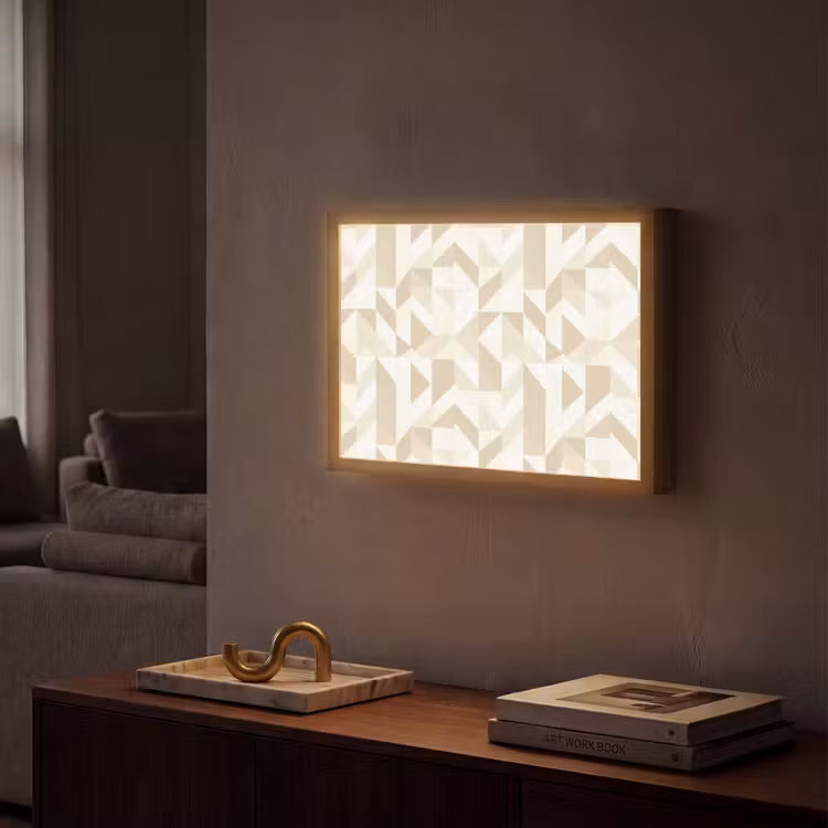 Modern - Abstract - Beige Light Box met batterij (Wandlamp) middel 907 -sfeer1